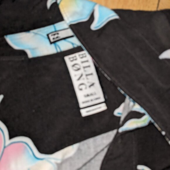Billabong Black Floral Button Down Shirt - Picture 6 of 8